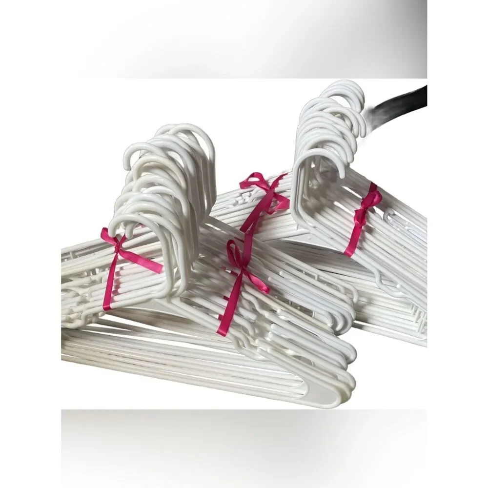 Bundles of 50 Preloved White Plastic Clothes Hangers